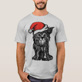 面白いクリスマスの犬サンタ Tシャツ (正面)