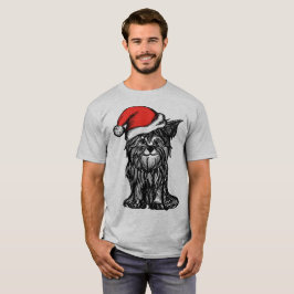 面白いクリスマスの犬サンタ Tシャツ