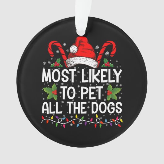 面白いクリスマスの犬好きグッズ 犬をたくさん撫でるタイプ オーナメント (正面)