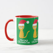 面白いクリスマスの猫 マグカップ (左)