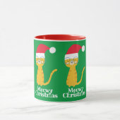 面白いクリスマスの猫 マグカップ (中央)