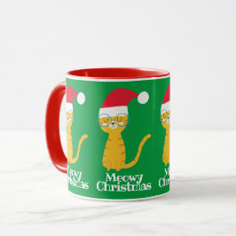 面白いクリスマスの猫 マグカップ