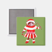 面白いクリスマスの猫 マグネット (正面/裏面)