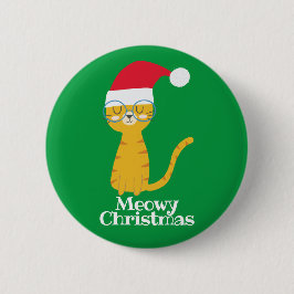 面白いクリスマスの猫 缶バッジ