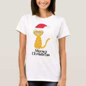面白いクリスマスの猫 Tシャツ (正面)