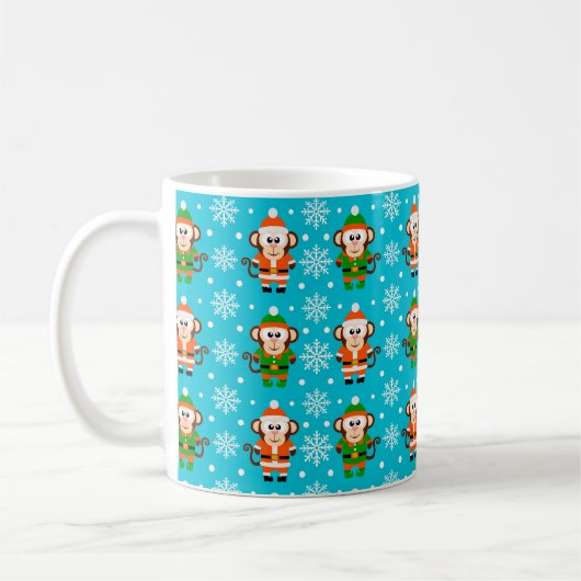 面白いクリスマスの猿 コーヒーマグカップ (左)
