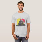 面白いクリスマスの黒猫 Tシャツ (正面フル)