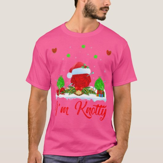 面白いクリスマスイルミネーションサンタの私はゴツゴツ編み物クリスマス Tシャツ (正面)