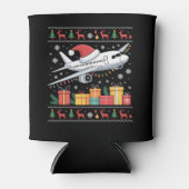 面白いクリスマスイルミネーション ツリー サンタ ださい飛行機  缶クーラー (正面)