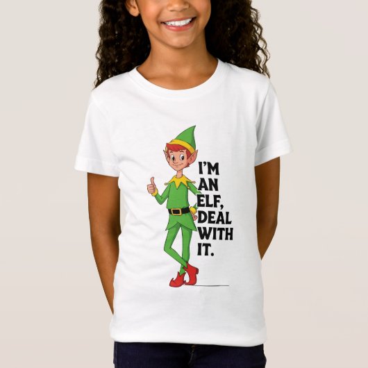 面白いクリスマスエルフのキャラクターTシャツ Tシャツ (正面)