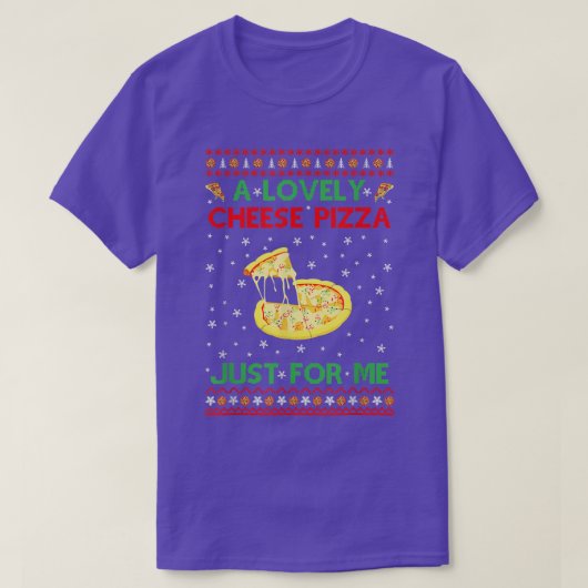 面白いクリスマススウェーター 愛らしいチーズピザ コスト Tシャツ (デザイン正面)
