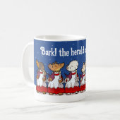 面白いクリスマスソングを歌う犬 Pug Pomeranian コーヒーマグカップ (正面左)