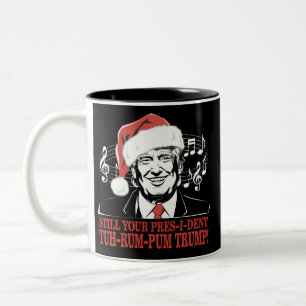 面白いクリスマストランプ大統領パジャマ醜いXmas ツートーンマグカップ