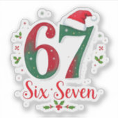 面白いクリスマスミームシックスセブン67 6 7 ホリデー シール (正面)