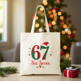 面白いクリスマスミームシックスセブン67 6 7 ホリデー トートバッグ