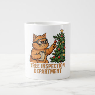 面白いクリスマス猫の木検査部マグカップ ジャンボコーヒーマグカップ