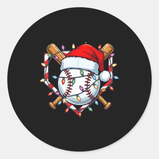 面白いクリスマス野球サンタ帽子野球プレーヤー用 ラウンドシール (正面)
