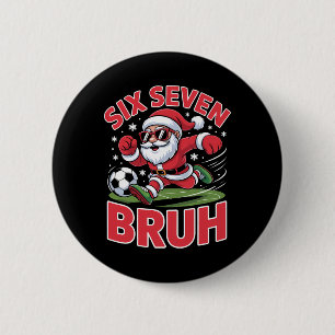 面白いクリスマス67ミームブラサッカーサンタXmasパジャマ 缶バッジ