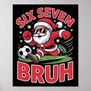 面白いクリスマス67ミームブラフサッカーサンタXmasパジャマ ポスター