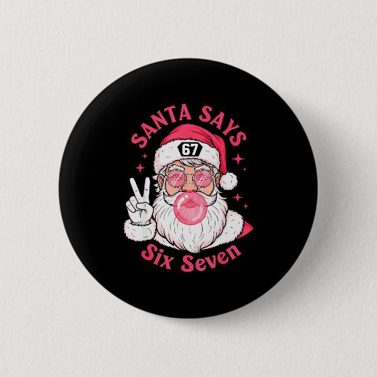 面白いクリスマス67ミームブレインロットサンタクロース クリスマス 缶バッジ (正面)