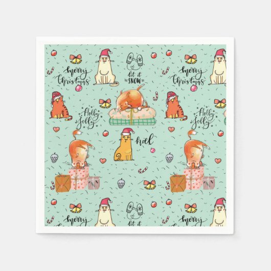面白いクリスマス スタンダードカクテルナプキン (正面)