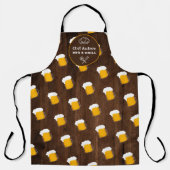 面白いクールなビアパターン スタイン ウッド BBQ グリル シェフ エプロン (正面)