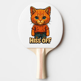 面白いクールな猫の引用Tシャツ 卓球ラケット