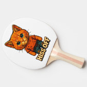 面白いクールな猫の引用Tシャツ 卓球ラケット (横)