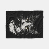 面白いクールキャットがおもしろいタバコを吸っている猫 フリースブランケット (正面(横))