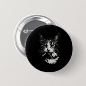 面白いクールキャットがおもしろいタバコを吸っている猫 缶バッジ (正面&裏面)