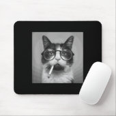 面白いグラフィック猫喫煙大人おもしろグッズ  マウスパッド (マウス)