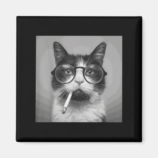 面白いグラフィック猫喫煙大人おもしろグッズ  マグネット (正面)