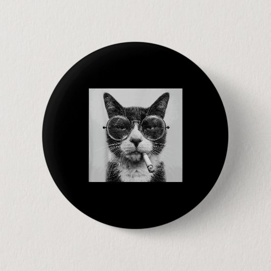 面白いグラフィック猫喫煙大人おもしろ _1 缶バッジ (正面)