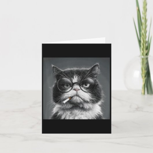 面白いグラフィック猫喫煙大人おもしろ _2 カード (正面)