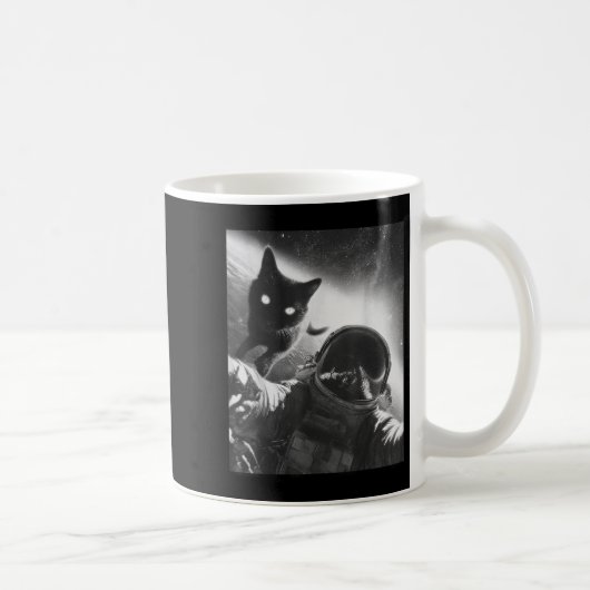 面白いグラフィック猫宇宙飛行士自撮り _1 コーヒーマグカップ (右)