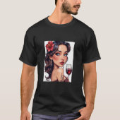 面白いグラフィック画像の珍しいワインと女性のメンズ Tシャツ (正面)