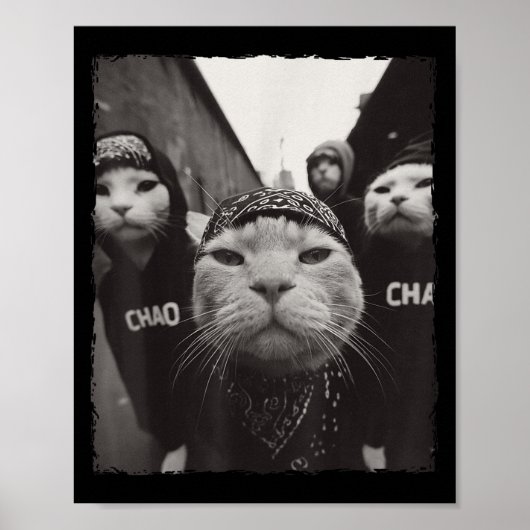 面白いグラフィック 猫 ギャングスター 楽しい ポスター (正面)
