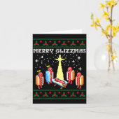 面白いグリズマスホットドッグ家族グループ醜いチャ カード (黄色い花)