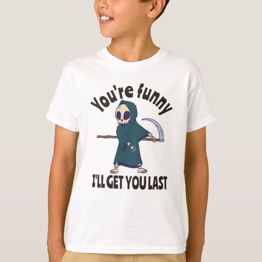 面白いグリムリーパー スケルトン ハロウィン コスチューム Tシャツ (正面)