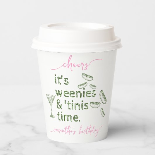 面白いグリーンウィニー&ティニス マーティニ バースデーパーティー 紙コップ (正面)