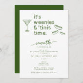 面白いグリーンウィニー＆ティニス マーティニ 誕生日パーティー 招待状 (正面/裏面)