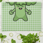 面白いグリーンブロッコリー キッチン タオル (折り畳み)
