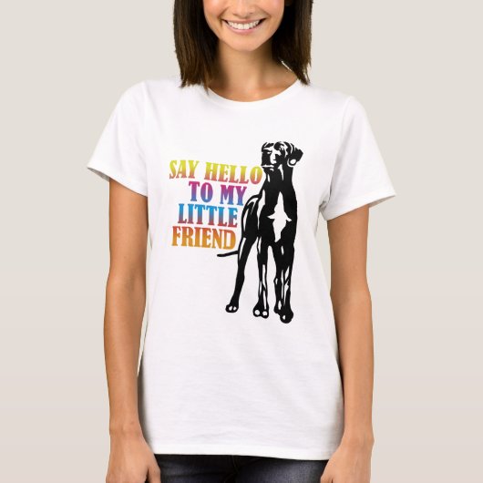 面白いグレートデーンの敬礼 Tシャツ (正面)