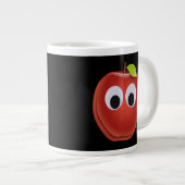 面白いグーグリーアイの赤いリンゴ特大コーヒーマグ ジャンボコーヒーマグカップ (正面右)
