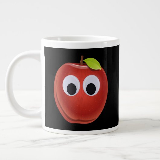 面白いグーグリーアイの赤いリンゴ特大コーヒーマグ ジャンボコーヒーマグカップ (左)
