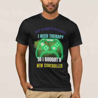 面白いゲーマーセラピー引用コントローラTシャツ Tシャツ