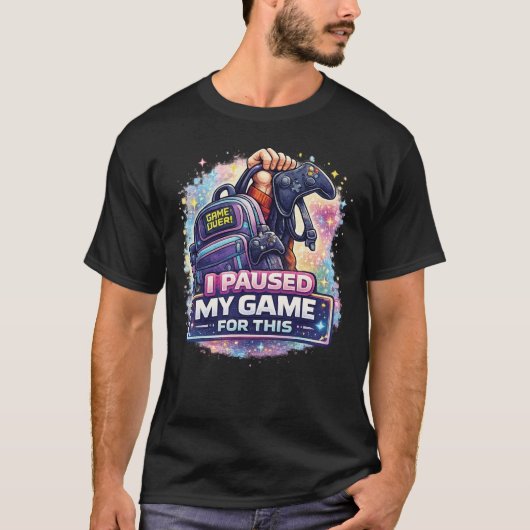面白いゲーマー学生デザイン Tシャツ (正面)