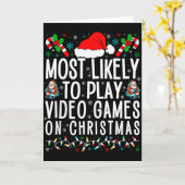 面白いゲーマー クリスマスにビデオゲームをプレイする可能性が最も高い カード (黄色い花)