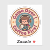 面白いゲーマー ヴィンテージ - ゲームオーバー_ コーヒー ファースト! シール (シート)