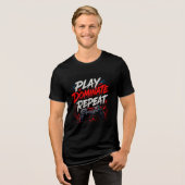 🔥面白いゲームをプレイして支配して繰り返す🎮 トライブレンドTシャツ (正面全面)